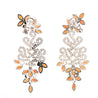 Floral Marquise Coral, Pearl, And Diamond Drop Earrings in 18k White Gold