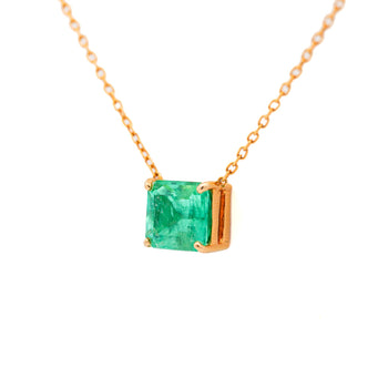 GIA 4.02 Ct Colombian Emerald Solitaire Floating 18K Gold Pendant Necklace – Assay Jewelers