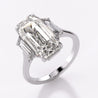 GIA 6.16 Carat Emerald Cut Diamond and Trapezoid Three Stone Engagement Ring