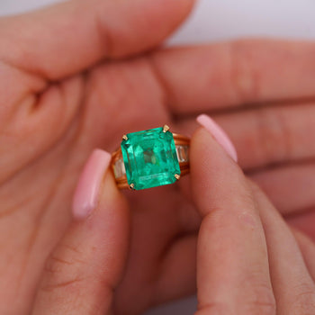 GIA 8.64 Ct Colombian Emerald & Diamond Men's Ring 18K Gold – Assay Jewelers