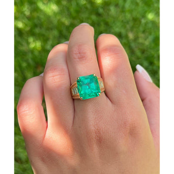 GIA 8.64 Ct Colombian Emerald & Diamond Men's Ring 18K Gold – Assay Jewelers