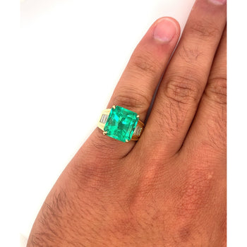 GIA 8.64 Ct Colombian Emerald & Diamond Men's Ring 18K Gold – Assay Jewelers