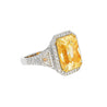 GIA Cert. 10.20 Carat Radiant Fancy Intense Yellow & Half Moon Cut Diamond Ring