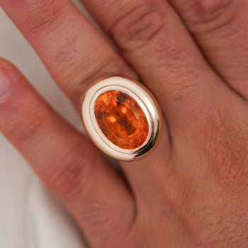 GIA Cert. 11 Carat Oval Citrine Bezel 14K Gold Cocktail Ring – Assay Jewelers