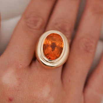 GIA Cert. 11 Carat Oval Citrine Bezel 14K Gold Cocktail Ring – Assay Jewelers