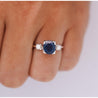 GIA Cert. 1.85 Carat Oval Blue Sapphire & Diamond 14K White Gold 3 Stone Ring