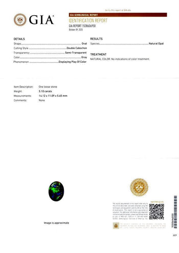 Bague halo étoile en platine avec opale noire non traitée de 5,10 carats et diamants, certifiée GIA – Assay Jewelers