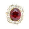 GIA Certified 10.40 Carat Red Zircon & Diamond Ballerina Cocktail Ring