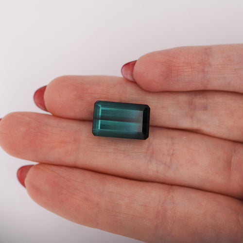 GIA Certified 12.95 Carat Emerald Cut Blue Indicolite Tourmaline Loose Gemstone