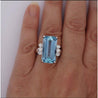 GIA Certified 16.70 Carat Aquamarine and Diamond Vintage Cocktail Ring