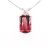 GIA Certified 18.61 Carat Pink Tourmaline & Floral Diamond Pendant Necklace