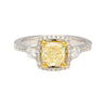 GIA Certified 1.24 Carat Radiant Cut Yellow (Y-Z) Diamond Engagement Ring in 18K White Gold