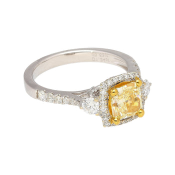 GIA Certified 1.24 Carat Radiant Cut Yellow (Y-Z) Diamond Engagement Ring in 18K White Gold – Assay Jewelers