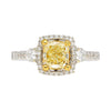 GIA Zertifiziert 1,24 Karat Radiant Cut Gelber (Y-Z) Diamant Verlobungsring in 18K Weißgold