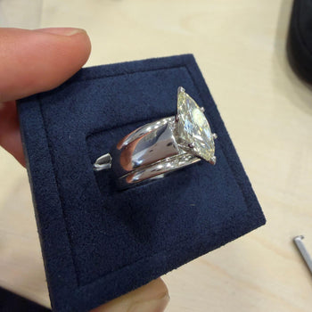 GIA Certified 1.46 Carat Marquise Diamond M/VVS2 Platinum Wide Band Ring – Assay Jewelers