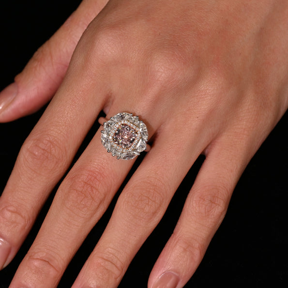 GIA Certified 1.69 Carat Fancy Pink Diamond Engagement Ring