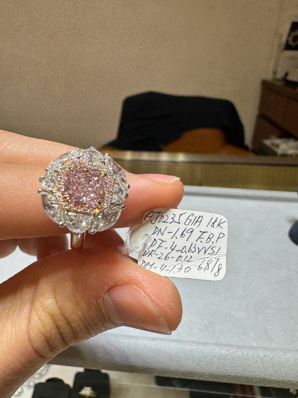 GIA Certified 1.69 Carat Fancy Pink Diamond Engagement Ring