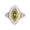 GIA Certified 1.92 carat Brownish Greenish Yellow Marquise Cut Diamond Ring