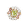 GIA Certified 2.02 Carat Cushion Cut Fancy Greenish Yellow Diamond Ring