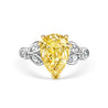 GIA Certified 2.07 Carat Pear-Shape Fancy Yellow & White Diamond Platinum Ring