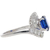 GIA Certified 2.18 Carat Oval Blue Sapphire & Diamond Platinum Bypass Halo Ring