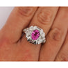 GIA Certified 2.4 Carat No Heat Pink Sapphire & Briolette Diamond Platinum Ring