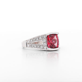 GIA Certified 3 Carat No Heat Red Spinel & Diamond Cocktail Platinum Ring – Assay Jewelers