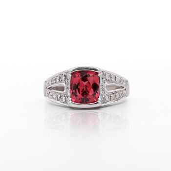 GIA Certified 3 Carat No Heat Red Spinel & Diamond Cocktail Platinum Ring – Assay Jewelers