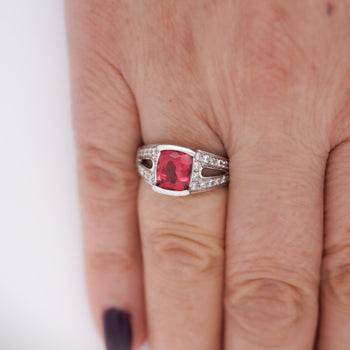 GIA Certified 3 Carat No Heat Red Spinel & Diamond Cocktail Platinum Ring – Assay Jewelers