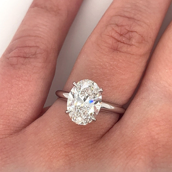 GIA Certified 3 Carat Oval Lab Grown Diamond Solitaire Ring