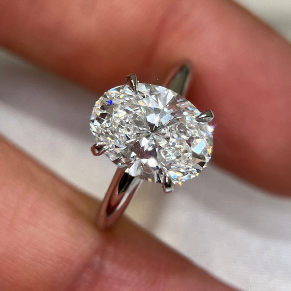 GIA Certified 3 Carat Oval Lab Grown Diamond Solitaire Ring