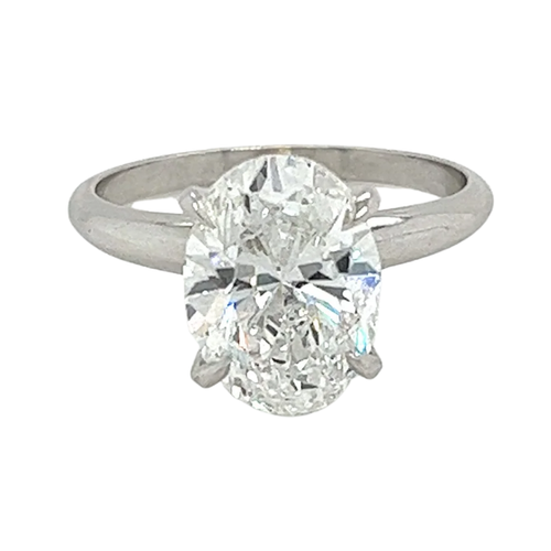GIA Certified 3 Carat Oval Cut Lab Grown CVD Diamond Solitaire Engagement Ring in 14K White Gold