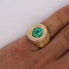 GIA Certified 3.01 Carat Colombian Emerald & Diamond 18K Yellow Gold Unisex Ring