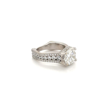 Bague en or blanc 18k avec diamant certifié GIA 3.02ct, couleur G, pureté I1, et halo de diamants caché – Assay Jewelers