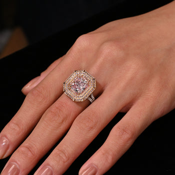 GIA Certified 3.48 Carat Radiant Cut Light Pink Diamond Ring in 18K White Gold – Assay Jewelers