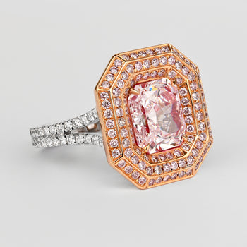 GIA Certified 3.48 Carat Radiant Cut Light Pink Diamond Ring in 18K White Gold – Assay Jewelers