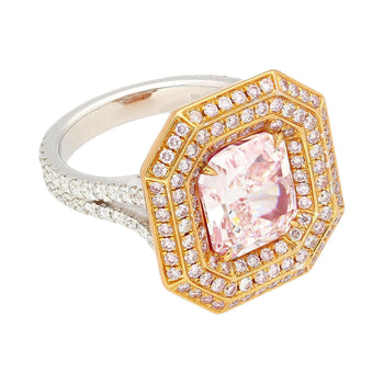 GIA Certified 3.48 Carat Radiant Cut Light Pink Diamond Ring in 18K White Gold – Assay Jewelers