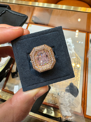 GIA Certified 3.48 Carat Radiant Cut Light Pink Diamond Ring in 18K White Gold – Assay Jewelers