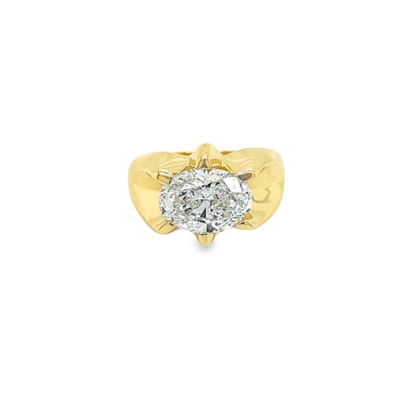 GIA Certified 3.5 Carat Oval Lab Diamond Men's Solitaire Ring