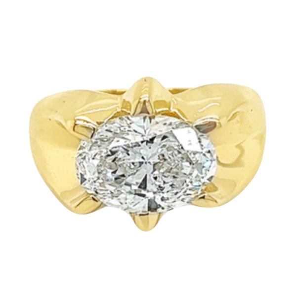 GIA Certified 3.5 Carat Oval Lab Diamond Men's Solitaire Ring
