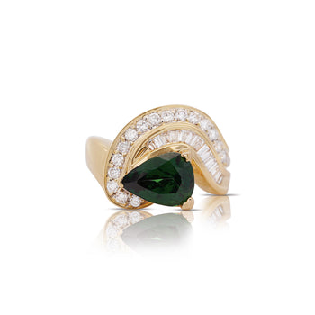 GIA Certified 3.55ct Pear Cut Tsavorite Diamond Cocktail Ring – Assay Jewelers