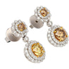 GIA Certified 3.96 Carat Round Fancy Brown To Yellow Diamond Drop Earrings