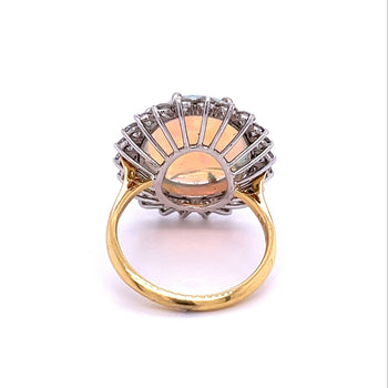 Bague halo en opale blanche et diamants de 4,09 carats, certifiée GIA, en platine et or – Assay Jewelers