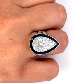 Bague en diamant certifiée GIA, 4,48 carats, taille poire, H/SI2 – Assay Jewelers