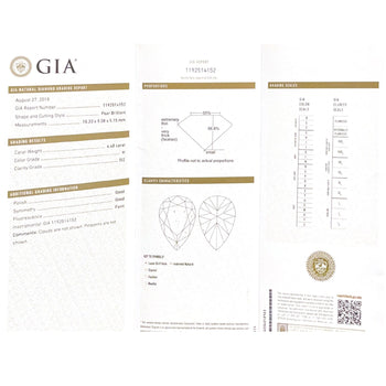 Bague en diamant certifiée GIA, 4,48 carats, taille poire, H/SI2 – Assay Jewelers