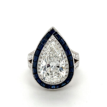 Bague diamant certifiée GIA 4,48 carats, taille poire, H/SI2 – Assay Jewelers