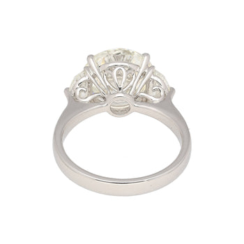 GIA Certified 5.03 Carat J/VVS1 Round Cut Diamond Ring Half Moon Cut Side Stones – Assay Jewelers