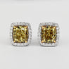 GIA Certified 5.12 Carat Fancy Brownish Greenish Yellow Diamond Stud Earrings