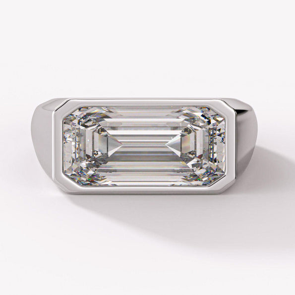 GIA Certified 5.36 Carat Emerald Cut Diamond East West Bezel Unisex Ring