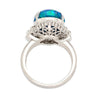 GIA Certified 5.38 Carat Black Opal and Diamond Ballerina Vintage Platinum Ring